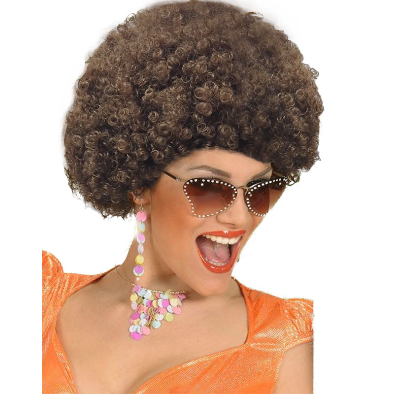 Bright Color Short Curly Puff Wig