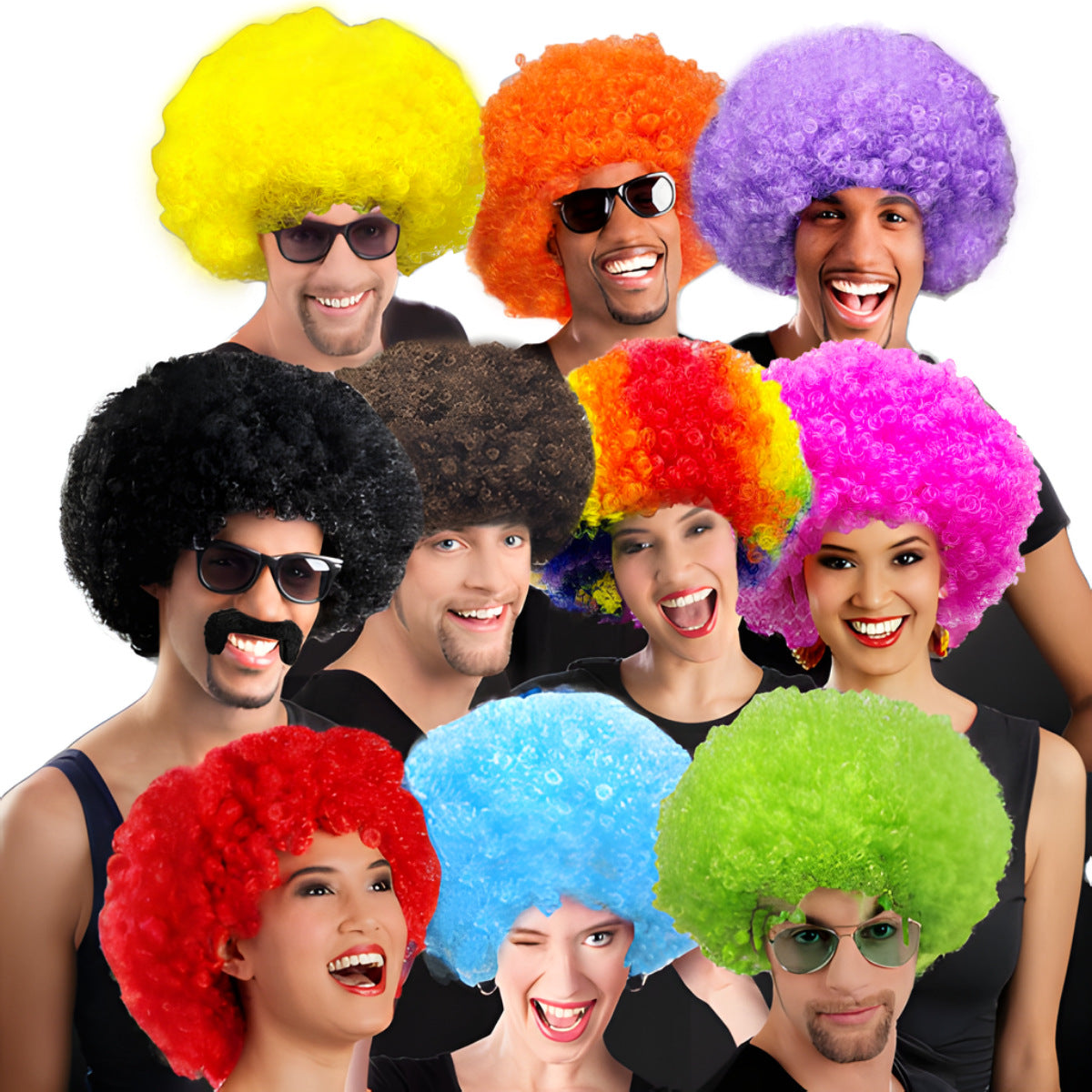 Bright Color Short Curly Puff Wig