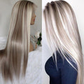 New Arrival Heat Resistant Fiber Long Straight Wig for Women, Ombre Highlight Synthetic Lace Front Wig