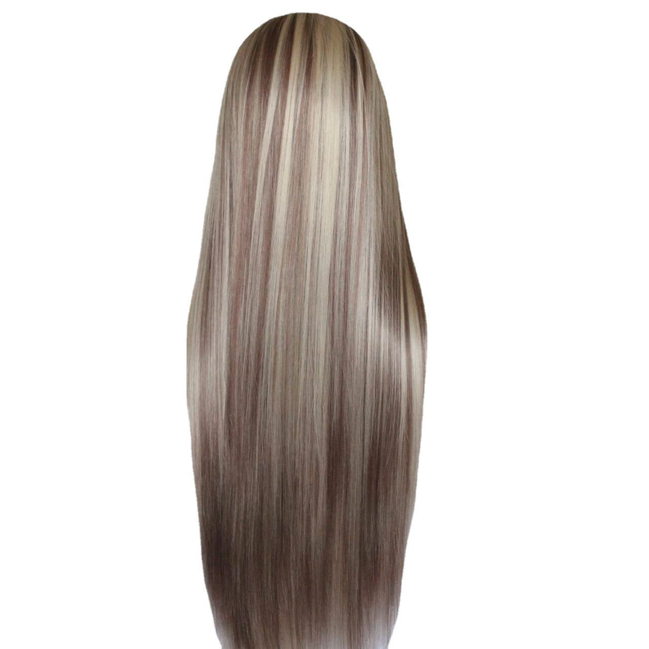 New Arrival Heat Resistant Fiber Long Straight Wig for Women, Ombre Highlight Synthetic Lace Front Wig