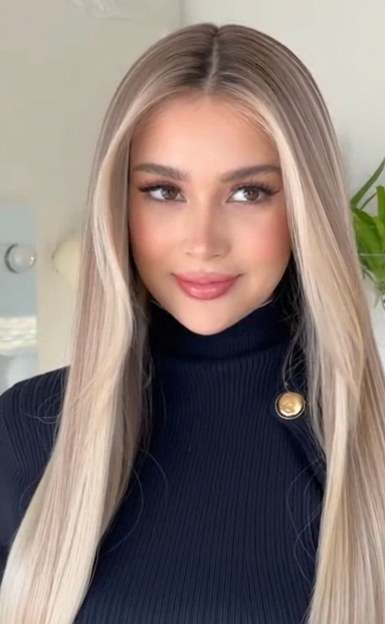 New Arrival Heat Resistant Fiber Long Straight Wig for Women, Ombre Highlight Synthetic Lace Front Wig