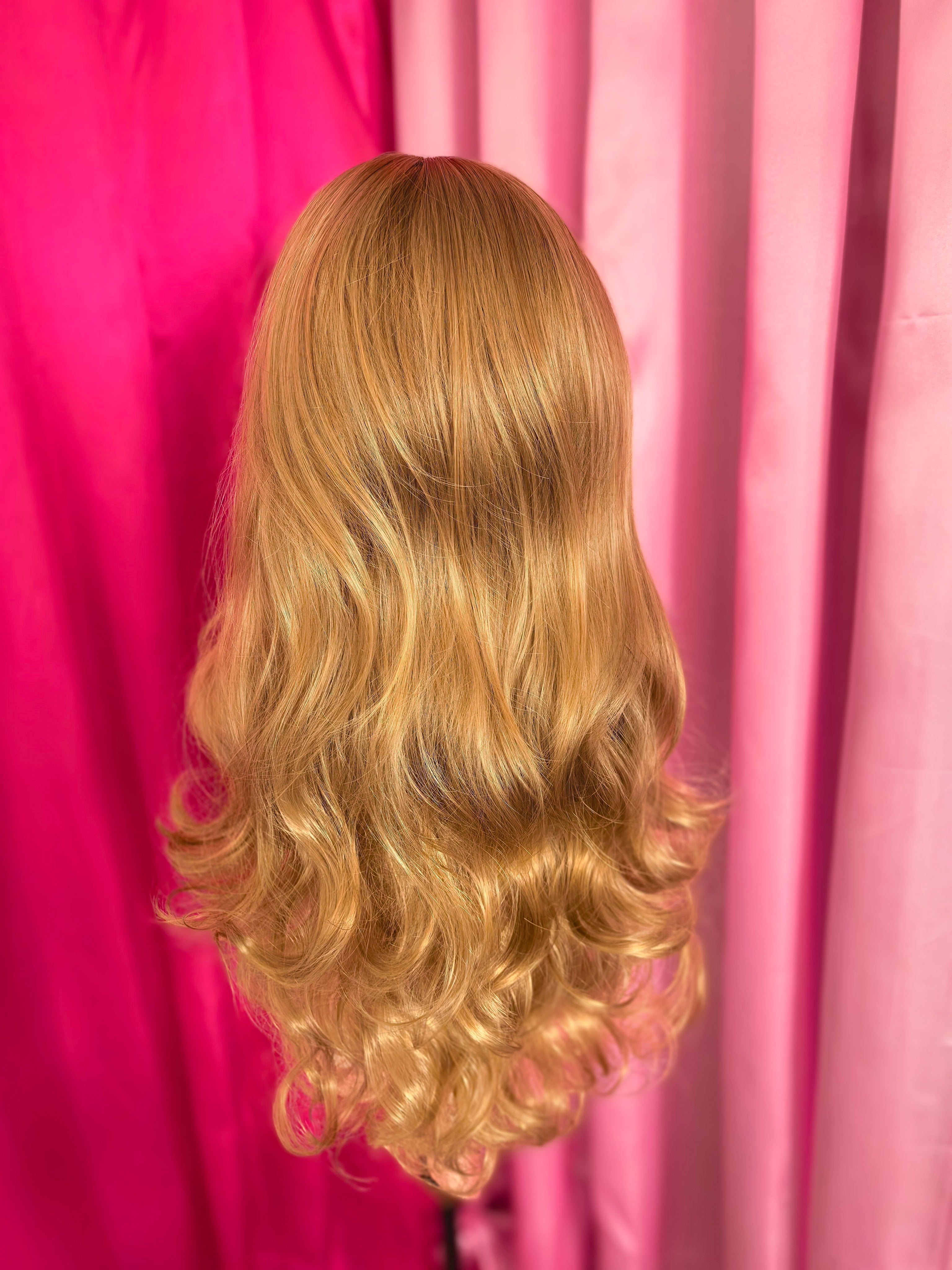 Flaxen Lace Front Synthetic Wig for Women, Middle Part Big Wave Curly