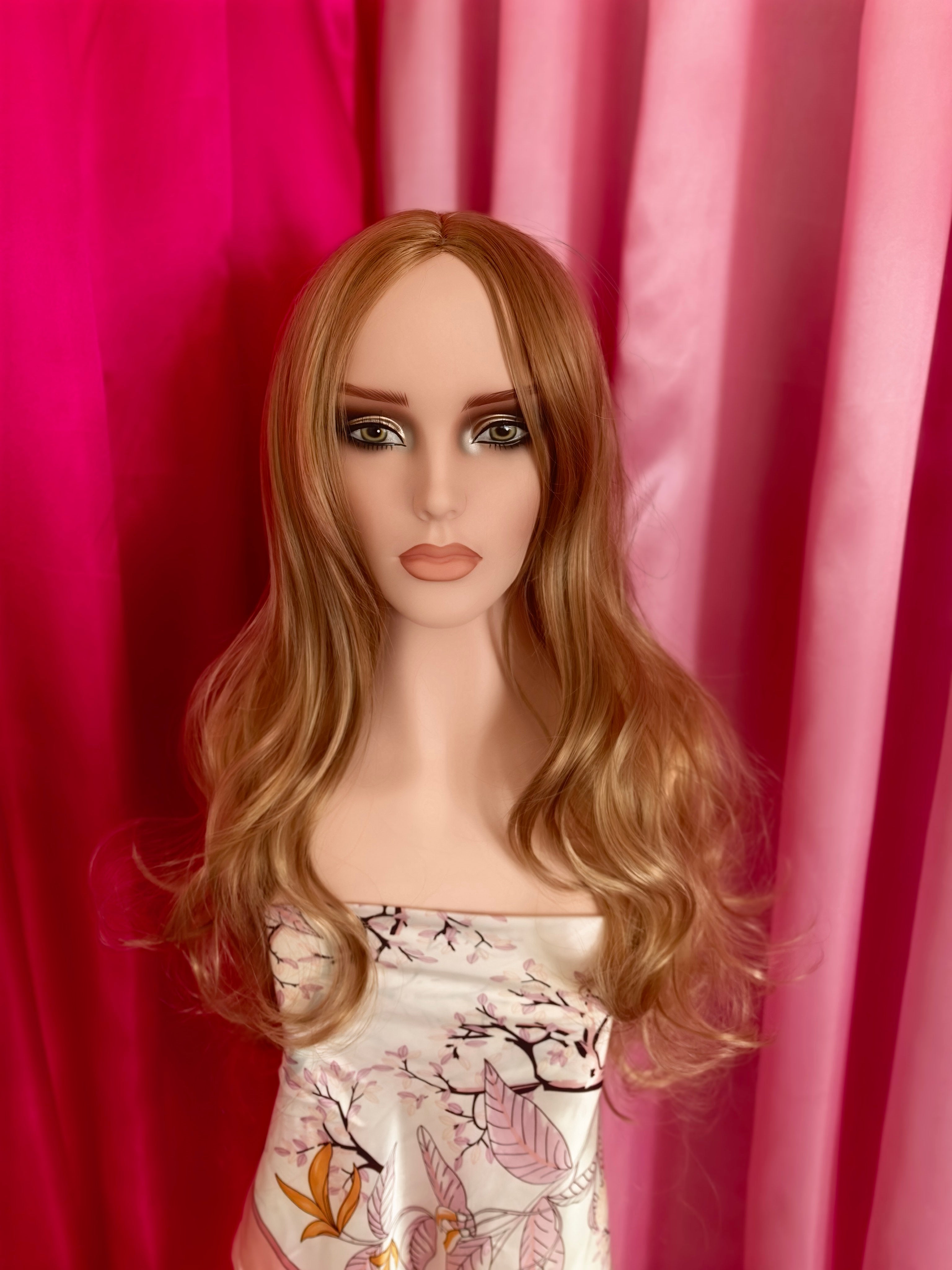 Flaxen Lace Front Synthetic Wig for Women, Middle Part Big Wave Curly