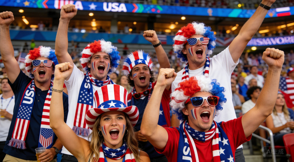 World Cup National Flag Color Afro Wig Fan Set with Scarf & Glasses, National Team Fan Kit
